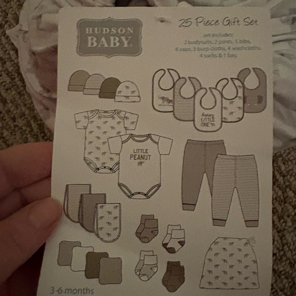 Hudson Baby White and Light Gray Elephant 25 Piece Set - Picture 2 of 4